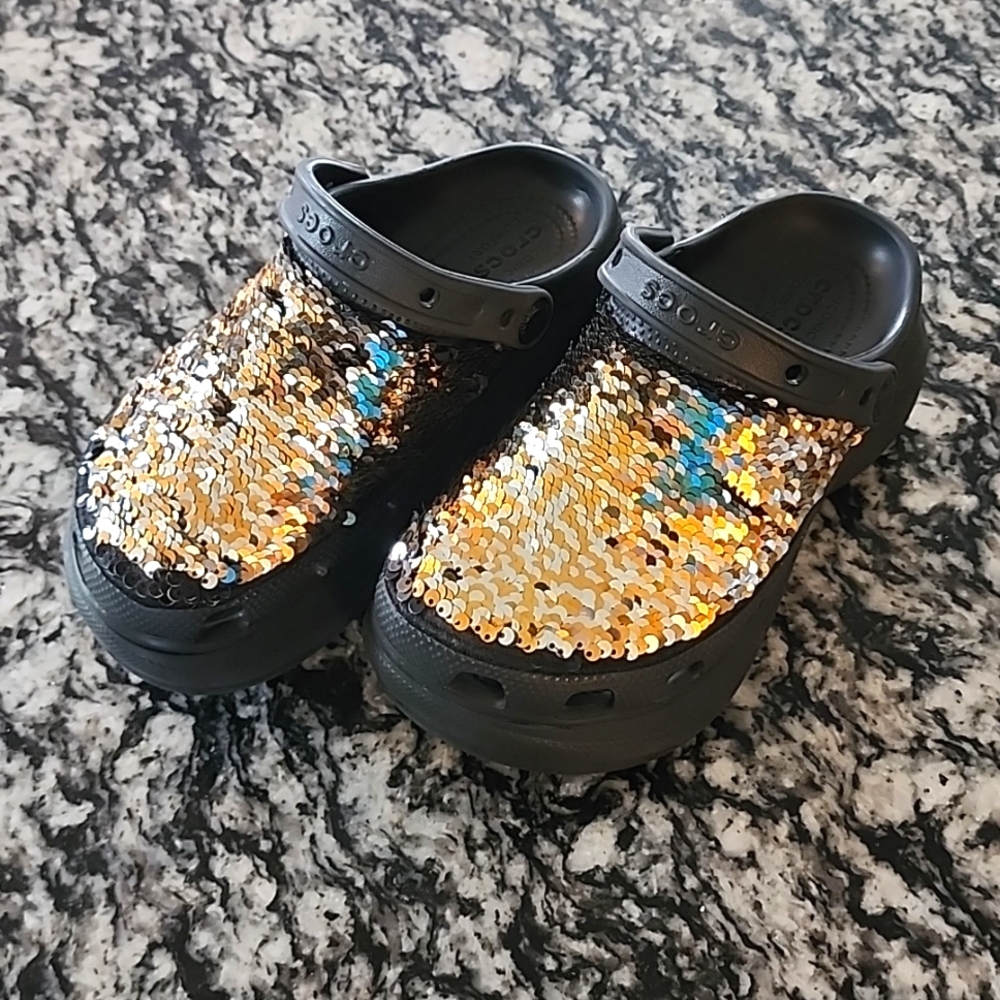 RARE!! Crocs Sequin Bae Clog platform - Picture 7 of 7